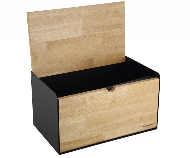 Klausberg KB-7386 Portapane in acciaio e legno con doppio coperchio