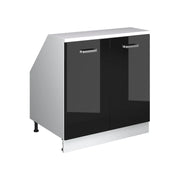 Mobile sottotetto Rion Nero lucido/Bianco 80 x 83.8 cm con 2 porte, carcassa 60 cm profondità Vicco