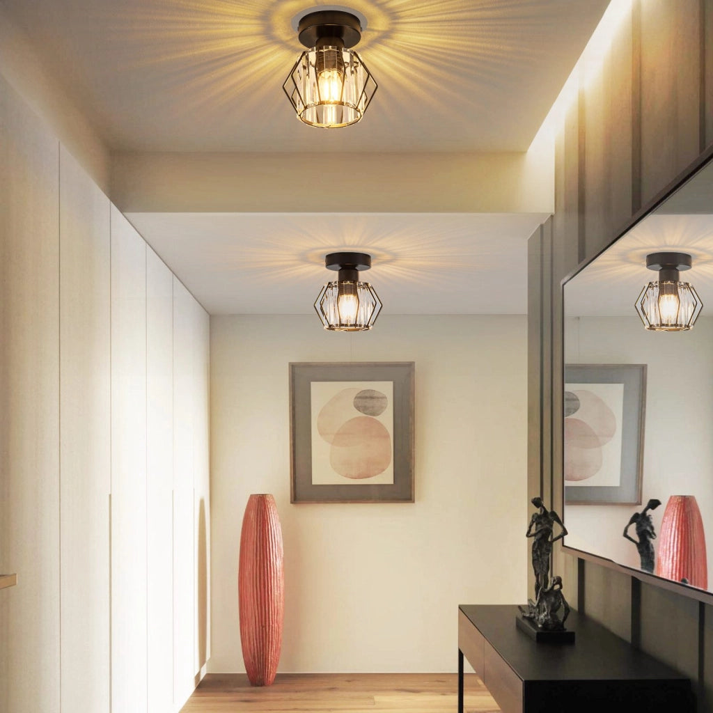 ZMH Lampada da soffitto plafoniera moderna cristallo nero E27 per uso interno