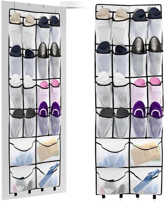 Organizzatore per Scarpe Appeso per Sopra la Porta - 2 pezzi, 40 grandi contenitori, 8 ganci - Organizzatore per Scarpe Appeso Transparente per Camera da Letto Bagno Armadio
