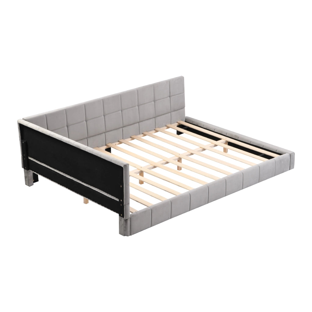 Letto poltrona multifunzione in velluto grigio 140x200 cm