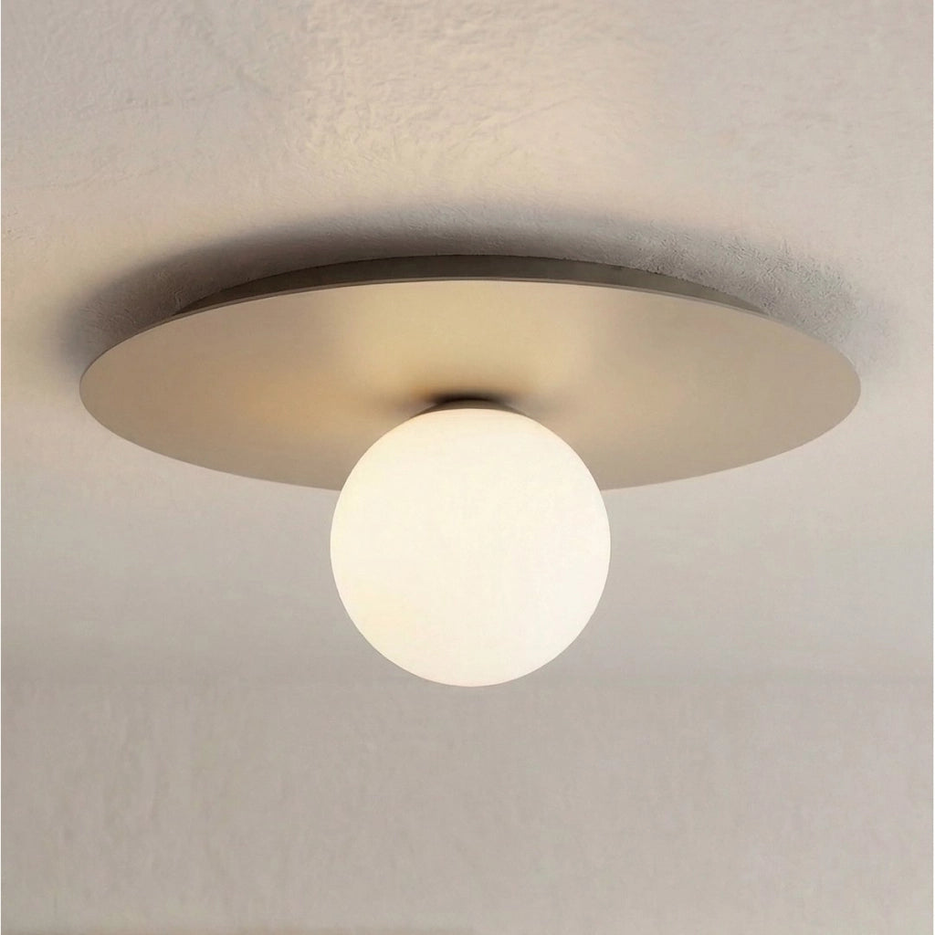 Lampada da soffitto Solar in acciaio moka e vetro opalino