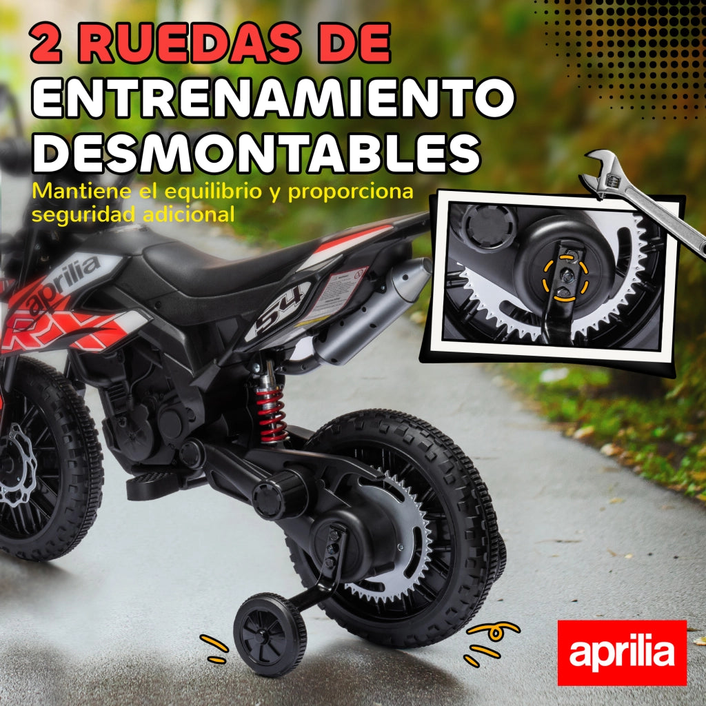 Moto Elettrica per Bambini 12V ¨C zephmum ¨C Rosso con Ruote Laterali