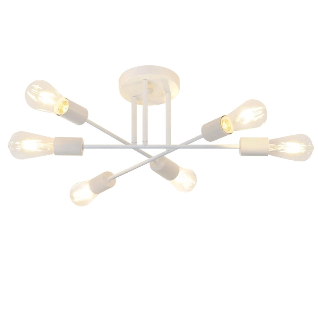 ZMH Lampada da soffitto a sospensione 6 lampade E27 retrò bianca stile industriale country per soggiorno max 25W