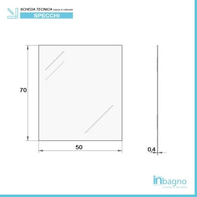Specchio bagno 50x70 a filo lucido con installazione reversibile