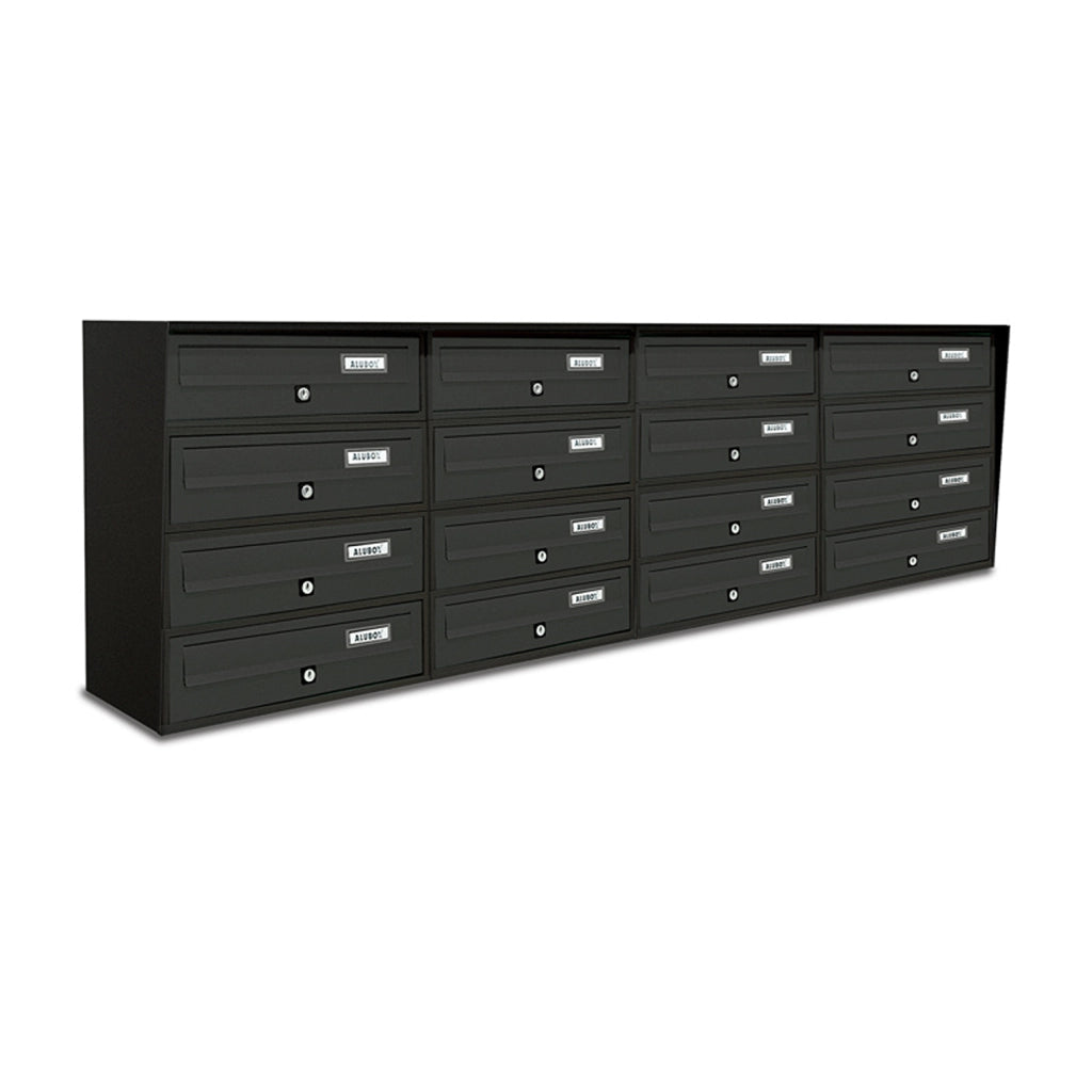 ALUBOX SLIM Cassette Postali Condominiali 16 Posti 50X154,5X30 Cm In Lamiera Zincata E Alluminio Cassetta Postale Da Esterno Condominiale Sistema Anti Prelievo Resistente All'Acqua