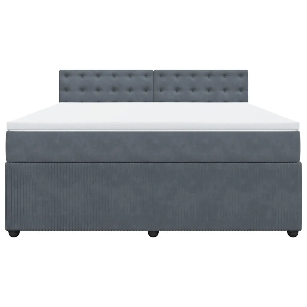 Giroletto a Molle con Materasso Grigio Scuro 180x200 cm Velluto
