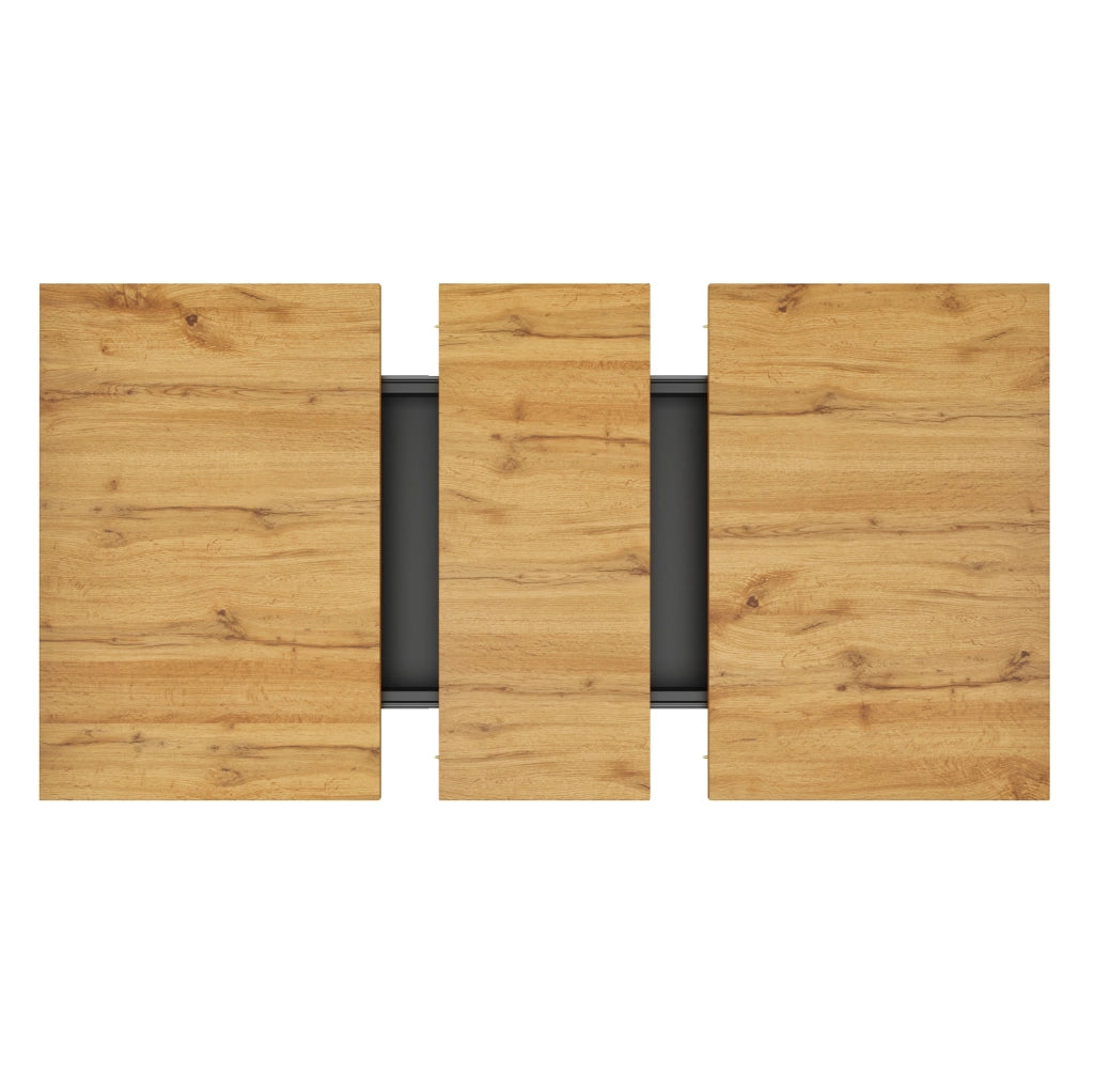Tavolo da pranzo allungabile 110-140x80x77.2 cm con spazio contenitivo e luci LED in MDF nero