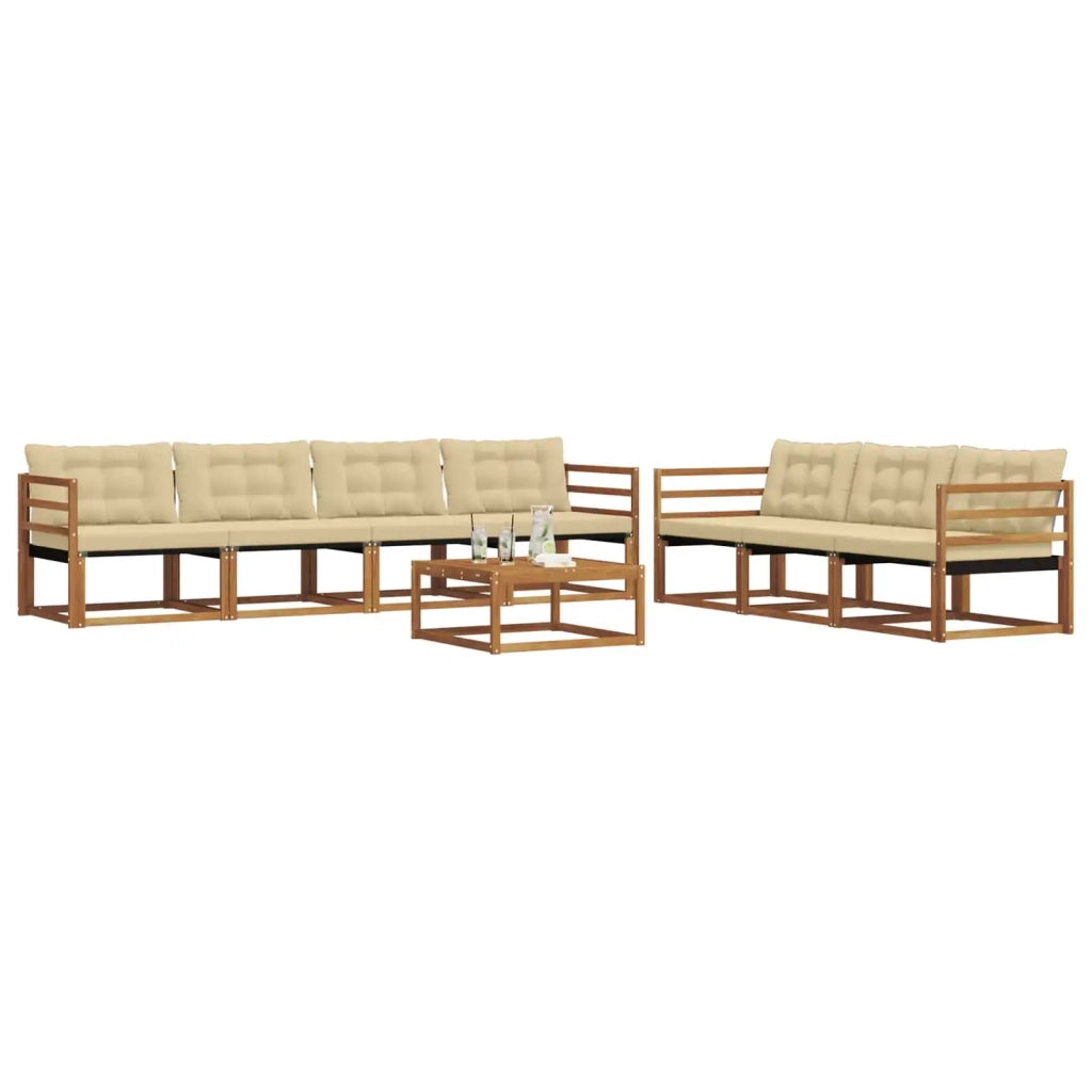 Set di divani da esterno con cuscino 8 pcs Naturale e Beige 3369256