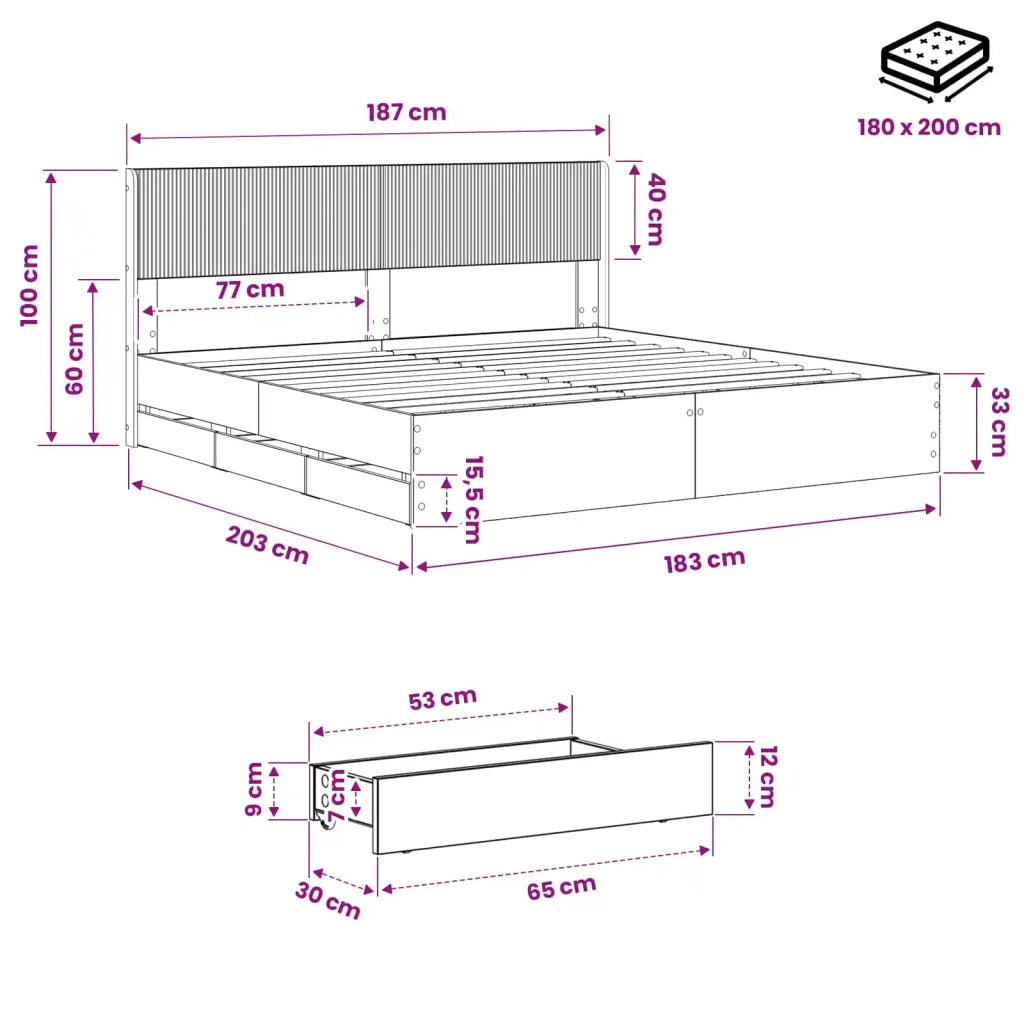 Struttura del letto con stoccaggio e testata Artisan Oak 3445826