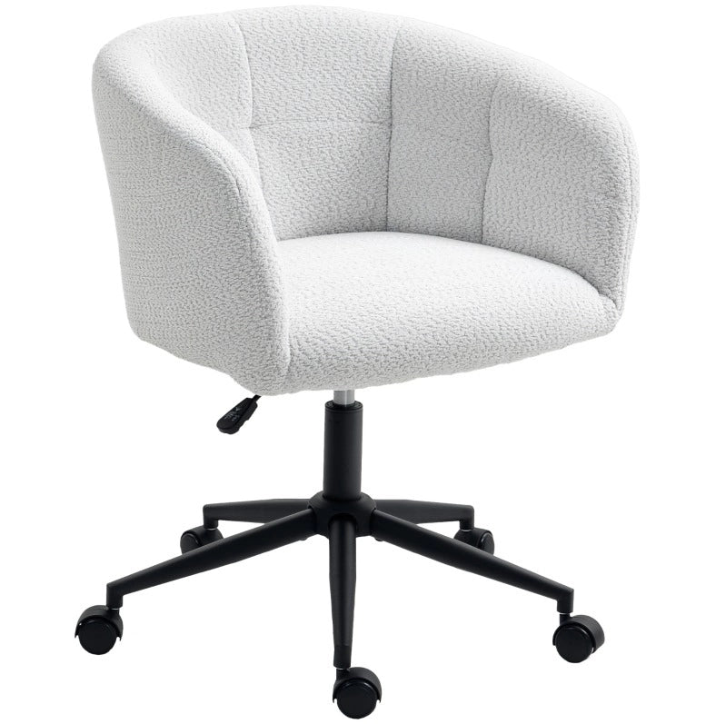 Sedia da ufficio ULEVR girevole con braccioli, altezza regolabile 46-56 cm e ruote, bianco crema e nero