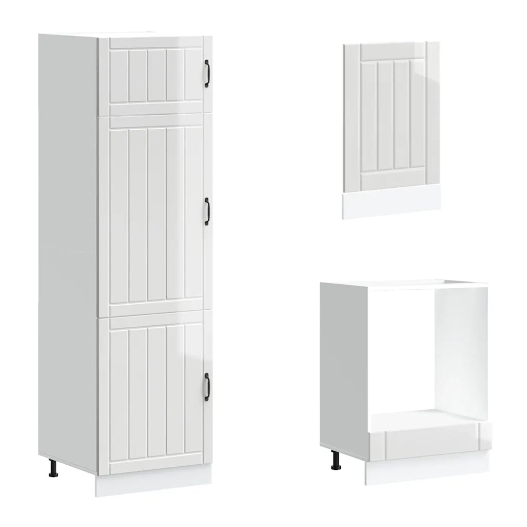 Set Mobili da Cucina 7 pz Lucca Bianchi Lucido in Truciolato 3314773