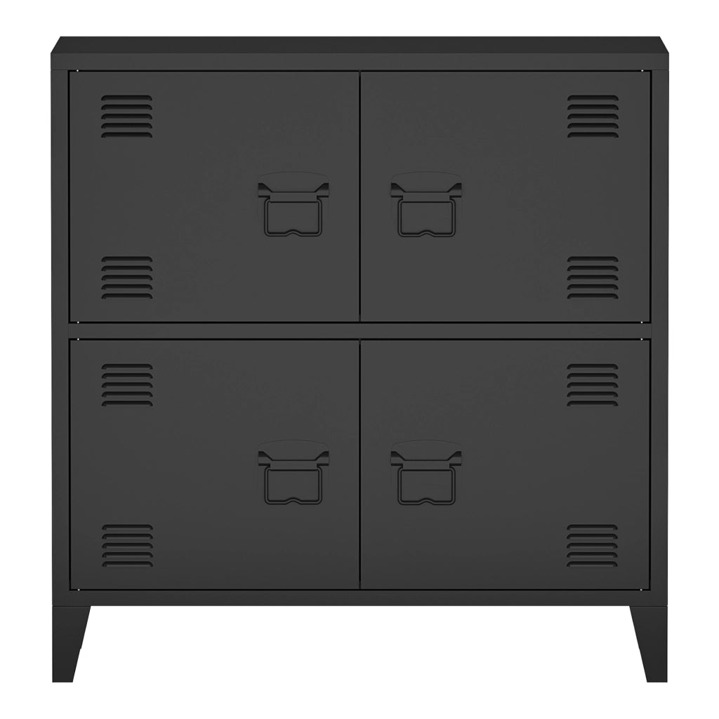 Armadio Hamina a 4 Ante Mobile in Acciaio per Archivio 82 x 80 x 40 cm Nero [en.casa]