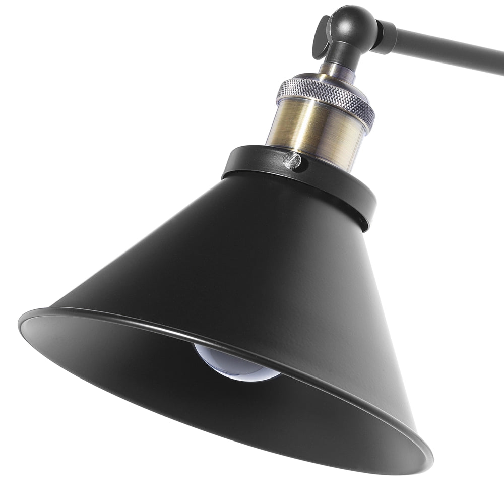 Set di 2 Lampade da Parete applique in Metallo Nero Braccio Orientabile Industriale
