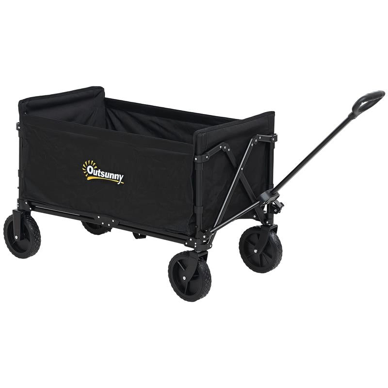 CARRELLO DA GIARDINO DA 120L PIEGHEVOLE CON PANNELLO APRIBILE IN ACCIAIO  90X48X62 CM NERO
