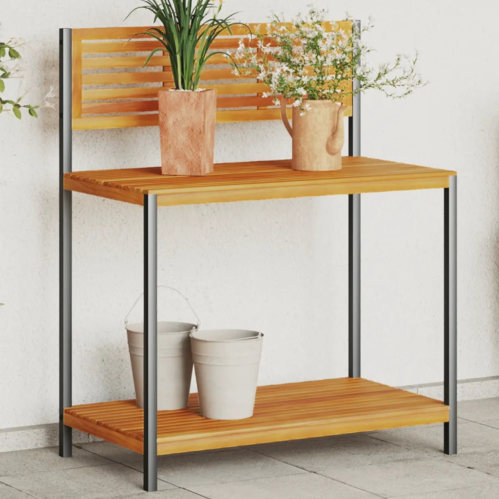 Tavolo da Invasatura 90x50x110 cm in Legno Acacia e Acciaio CFW1051547