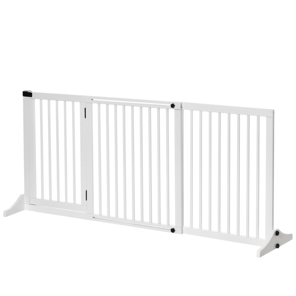 Cancellino per Cani a 3 Pannelli ¨C Zephmum ¨C Legno di Pino Bianco 113-166x36x71 cm