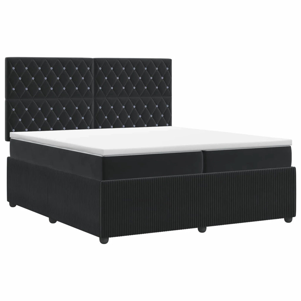 Letto box spring con materasso Nero 200 x 200 cm Velluto 3454669