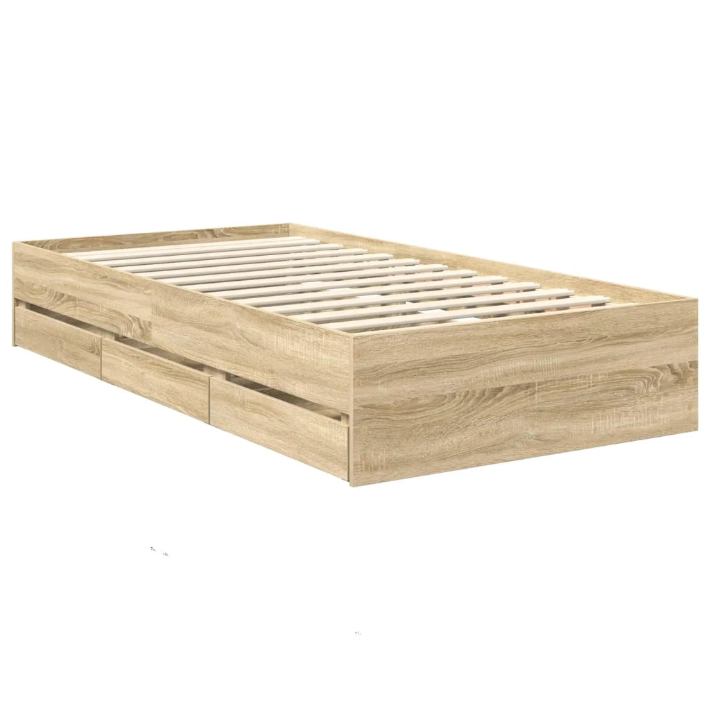 Struttura del letto con cassetto Rovere Sonoma 100 x 200 cm