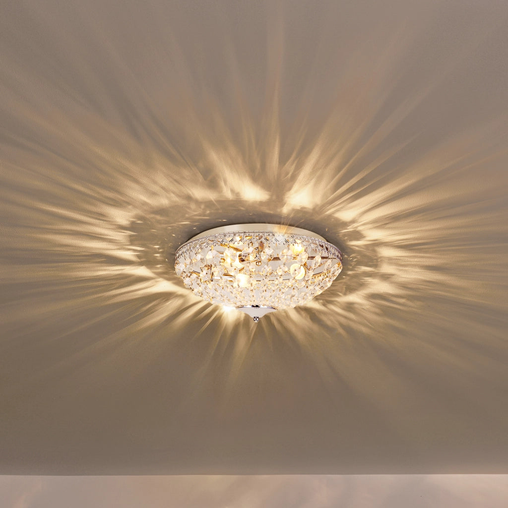 Plafoniera Rotonda Lydia con Cristalli Artificiali Pendenti Ø40 cm Cromo [lux.pro]