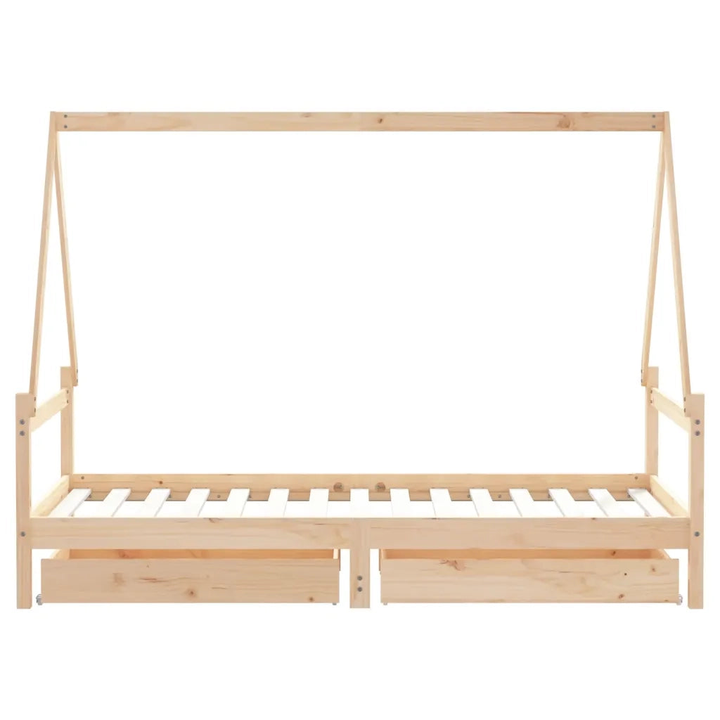 Giroletto per Bambini con Cassetti 90x190cm Legno Massello Pino