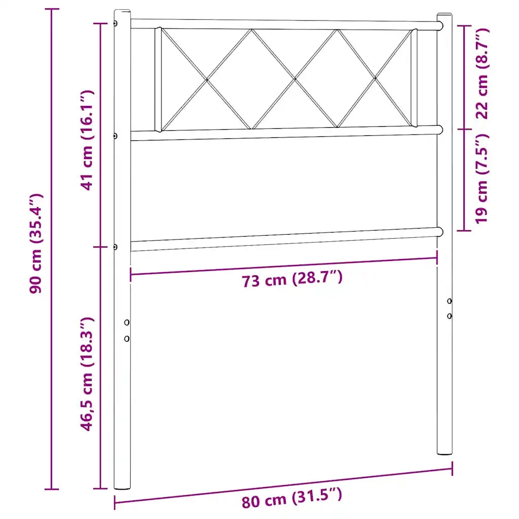 Testiera in Metallo Bianco 75 cm