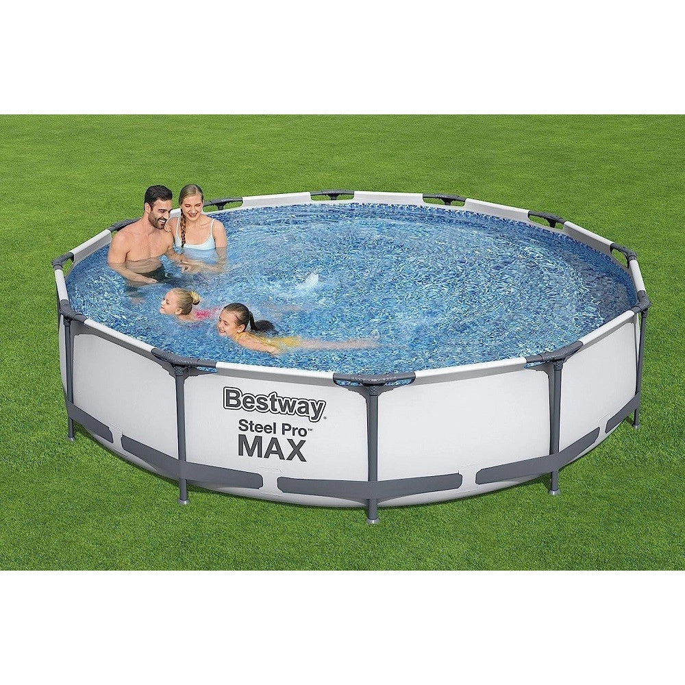 Trade Shop - Set Piscina Fuori Terra Rotonda Steel Pro Max 366x76cm 6473lt Pompa Filtro 56416 -