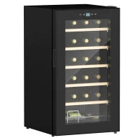 Cantinetta Vino Frigo per 24 Bottiglie, Capacità 65L, Controllo Temperatura e Ripiani Estraibili, Nero