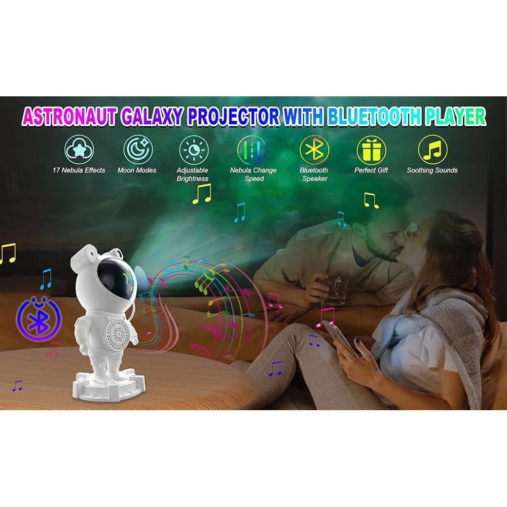 Trade Shop - Proiettore Galassia Luce Notturna Forma Astronauta Altoparlante Bluetooth Telecomando -