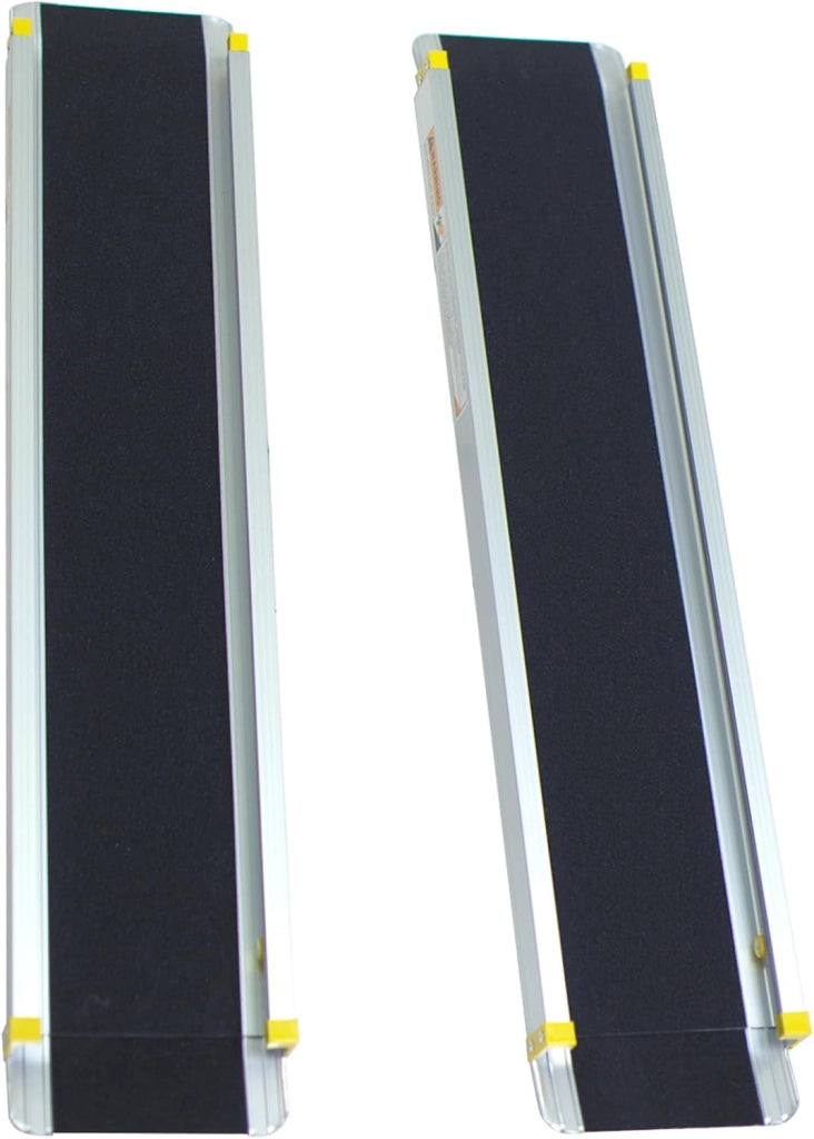 Set di 2 Rampa per Sedie a Rotelle in Alluminio, 3 Lunghezze, Rampa Telescopica Regolabile con Superficie Antiscivolo, con Serrature di Sicurezza, per Gradini Fino a 61 cm (121,5-212,5 cm)