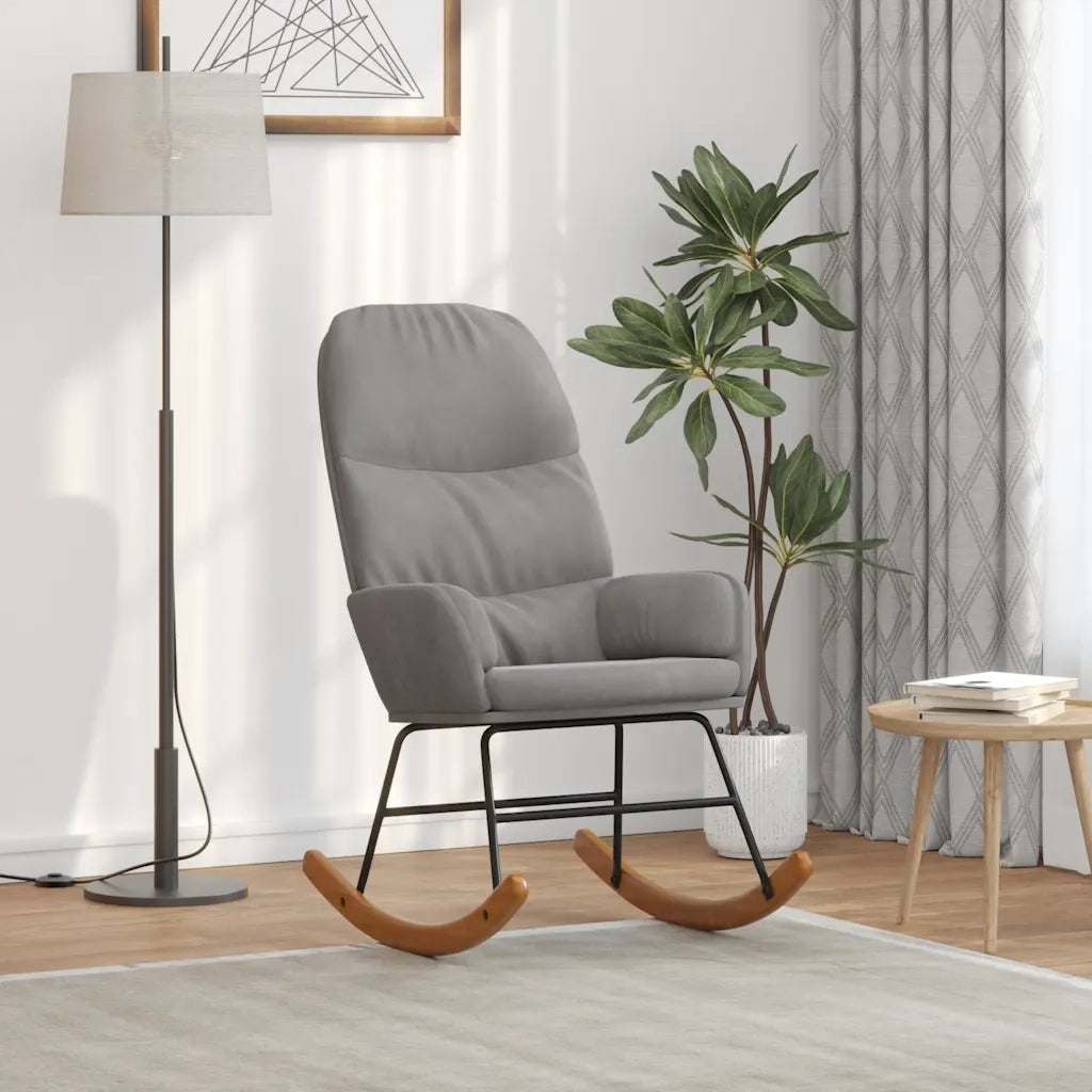 Sedia a Dondolo Grigio Chiaro in Velluto CFW2312736
