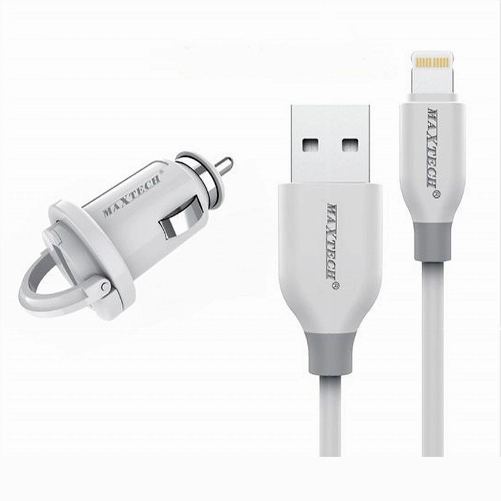 Trade Shop - Kit Caricabatterie Lightning 1mt Ricarica Auto Cavo Dati 10 Watt Maxtech Ma-ip03 -