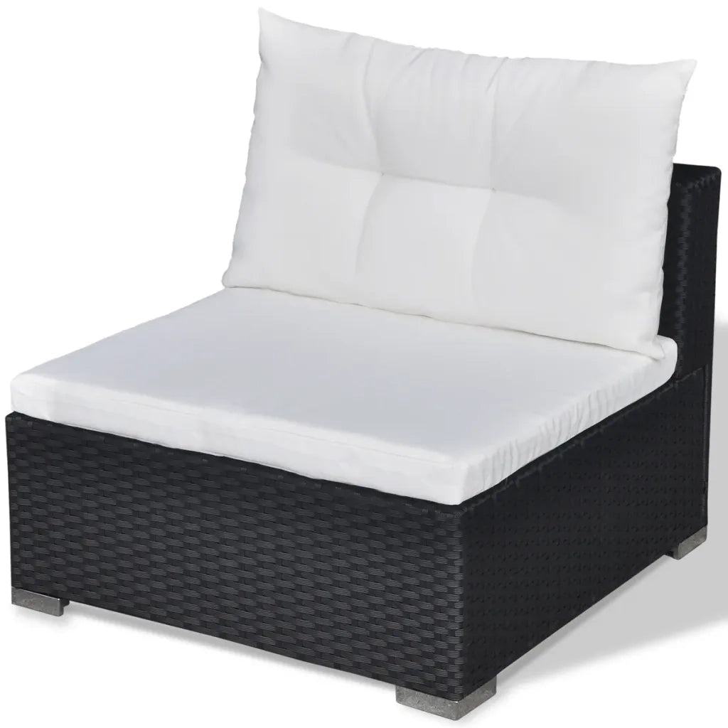 Set Divani da Giardino 5 pz con Cuscini in Polyrattan Nero 41872