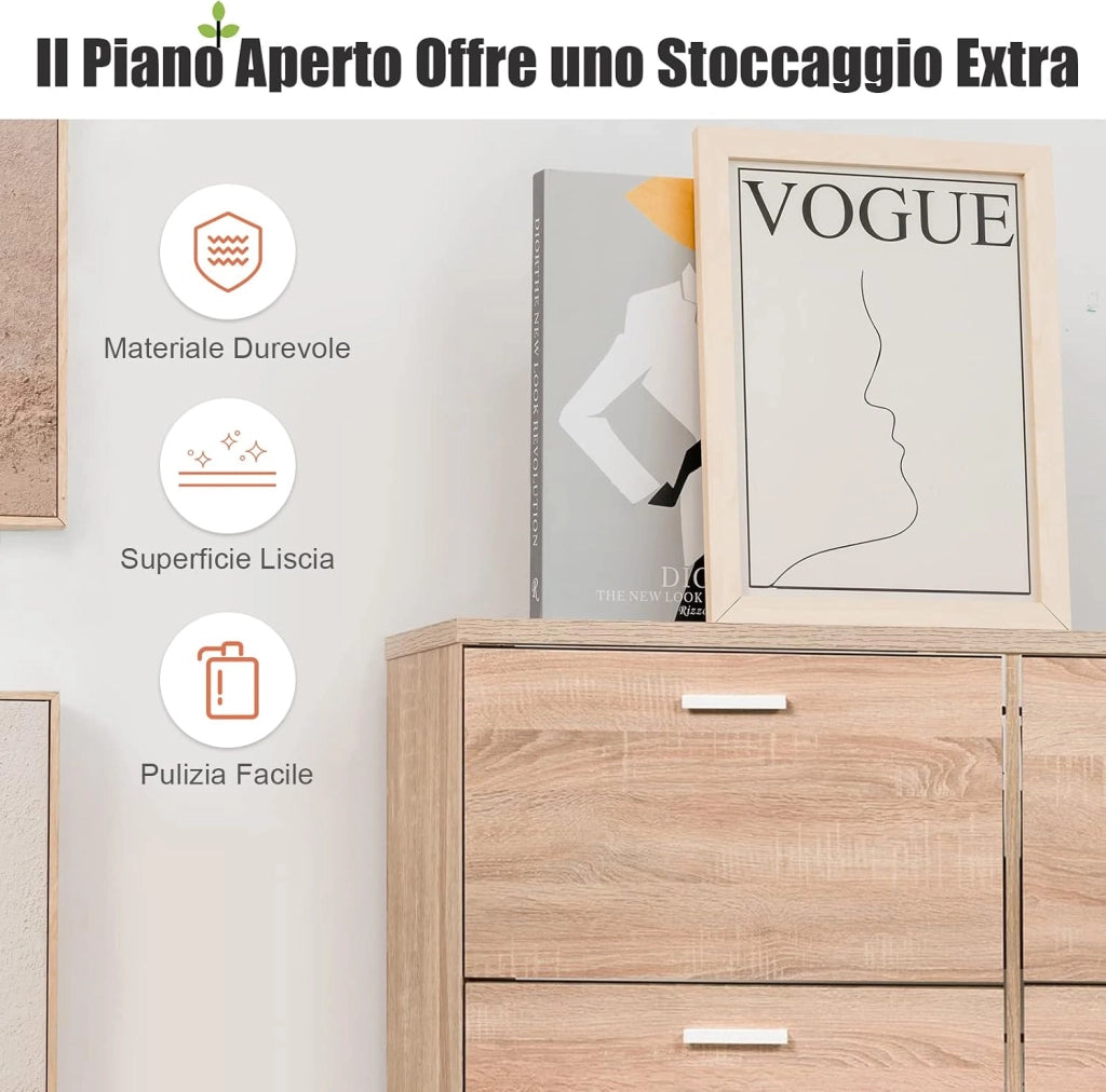 Portascarpe Scarpiera Salvaspazio da Ingresso, Organizer Scarpe con 4 Scomparse, in Legno (quercia)