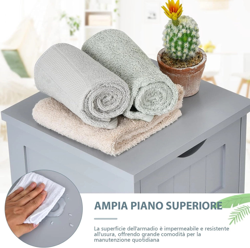 Cassettiera di Legno con Vari Cassetti, Cassettiera Verticale da Terra, Comò Moderno e Resistente, Mobiletto Autoportante per Salone Camera da Letto Bagno Ufficio (4 Cassetti, grigio)