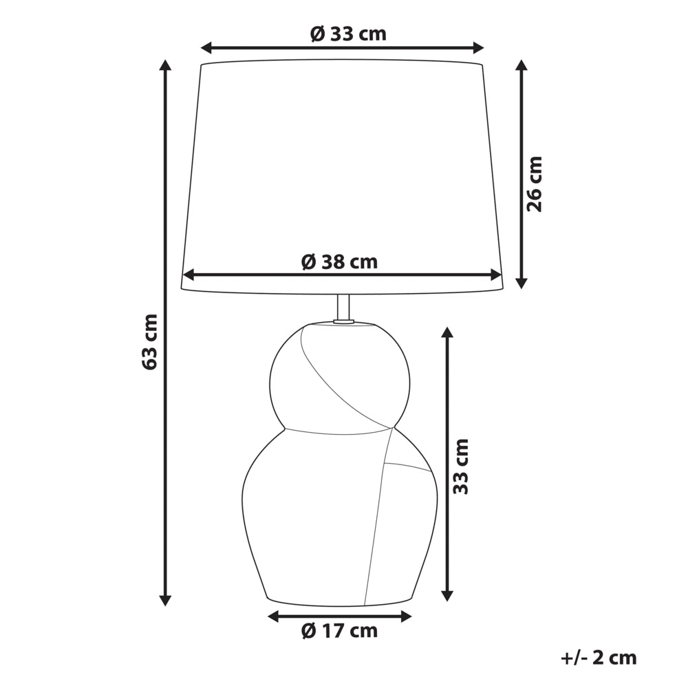 Lampada da tavolo Base in ceramica nera 63 cm Paralume in tessuto bianco Lampada da comodino classica