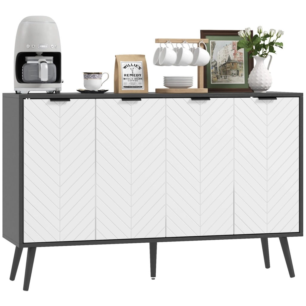 Credenza 4 ante ¨C Xylo ¨C Legno bianco e nero 120x35x77 cm