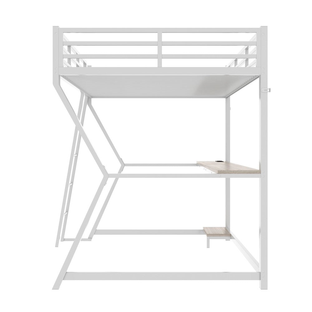 Letto a soppalco con LED e scrivania ¨C Minimal ¨C Bianco 90x200cm