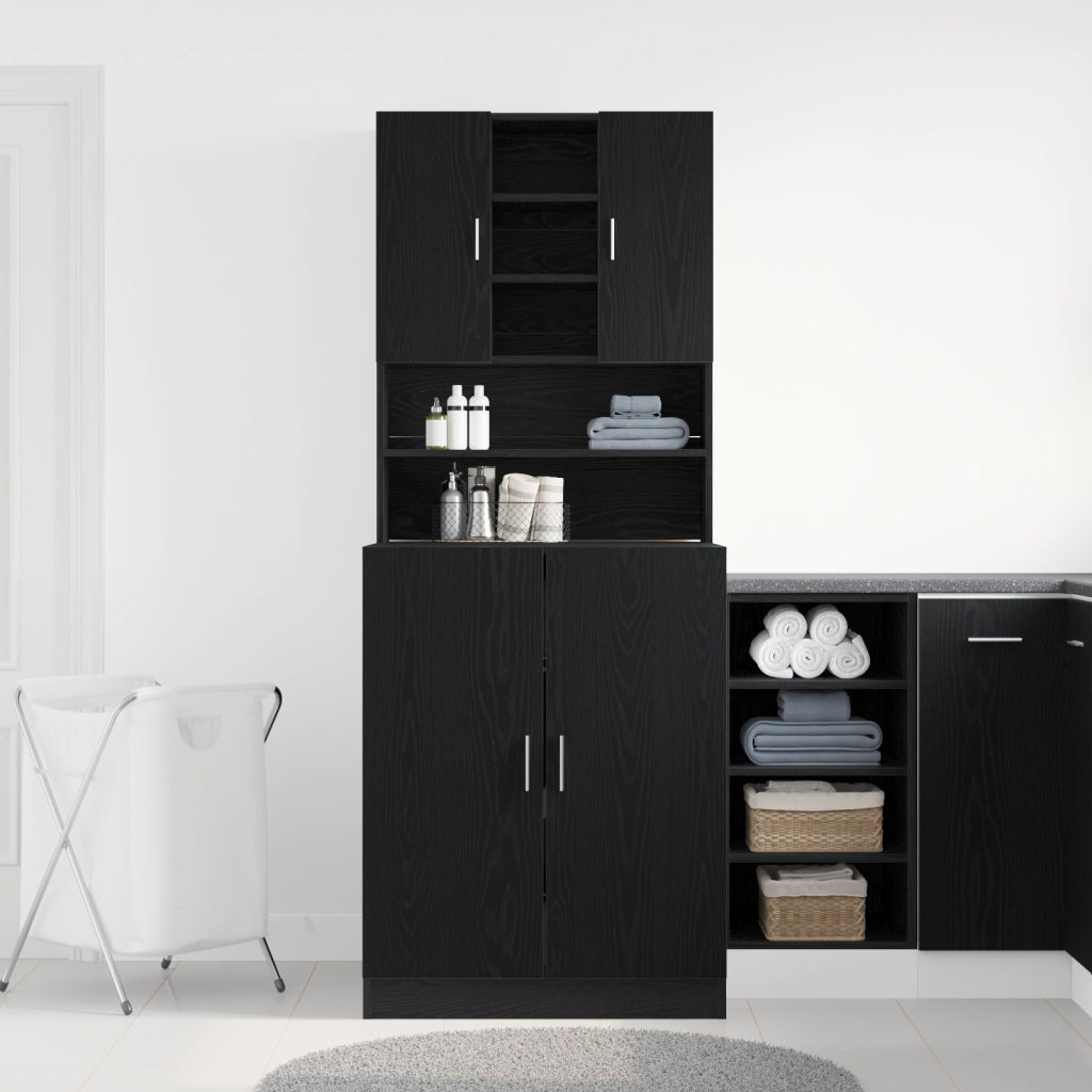Armadi per Lavatrice  2 pz Quercia Nera 70.5x71.5x181.5 cm in Legno Ingegnerizzato