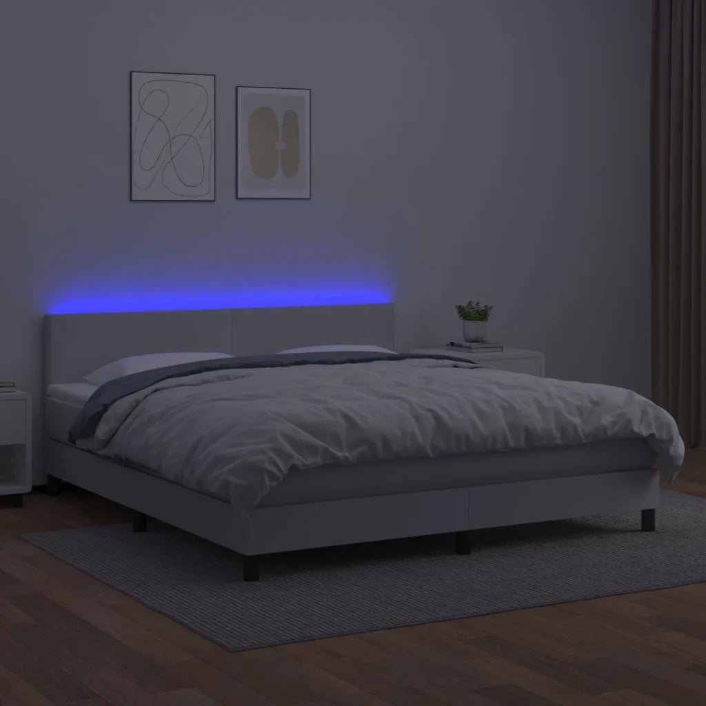 Giroletto Molle con Materasso e LED Bianco 160x200cm Similpelle 3134112