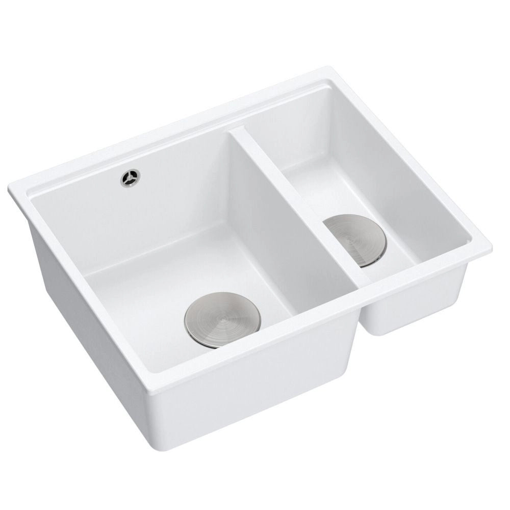 Lavello In Granito Logan 150 White Tappo rame spazzolato