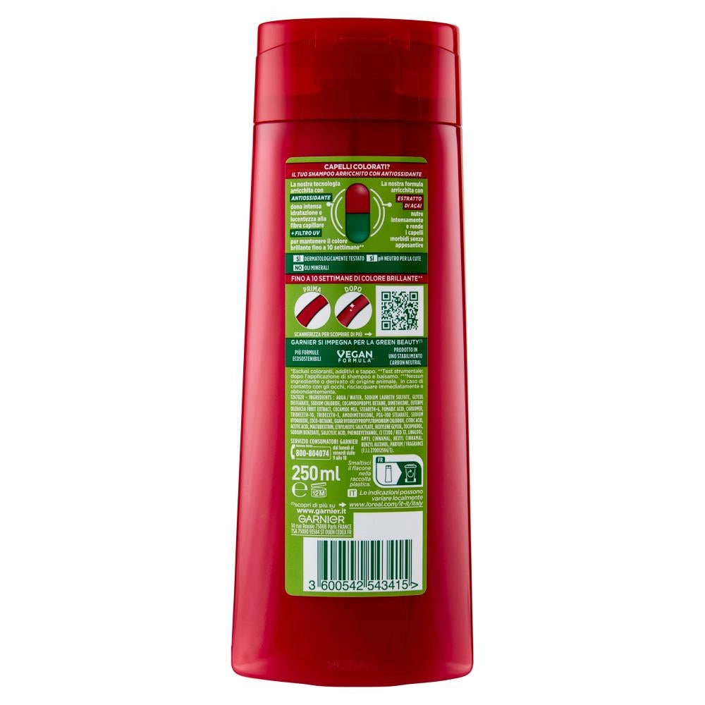 GARNIER FRUCTIS SHAMPOO 250 ML COLOR RESIST FINO A 10 SETTIMANE DI COLORE BRILLANTE CON ESTRATTO DI ACAI