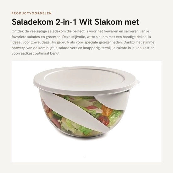 Saladekom 5L - Slakom con coperchio - Senza BPA - Stivabile - Resistente al lavastoviglie - Duraturo - Contenitore di conservazione