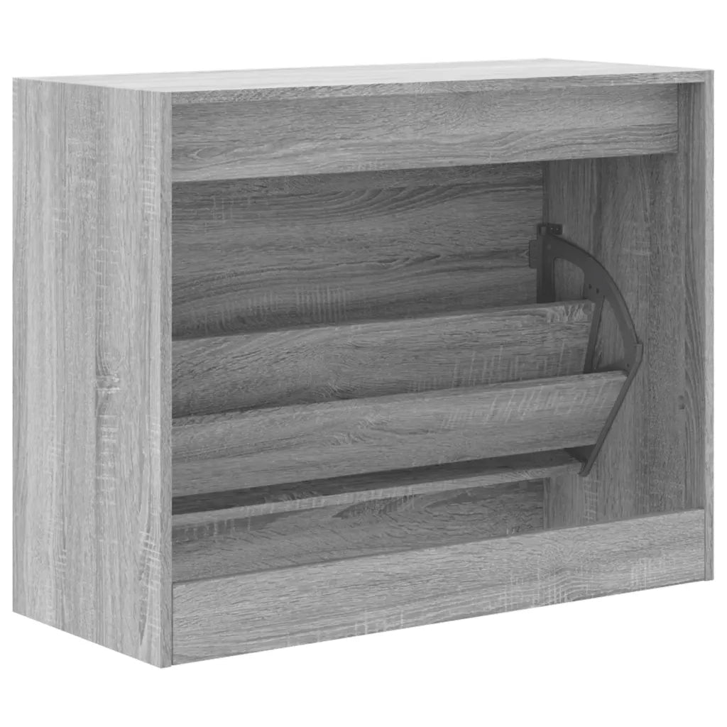 Scarpiera-Scaffale per scarpe Grigio Sonoma 80x34x63 cm in Legno Multistrato