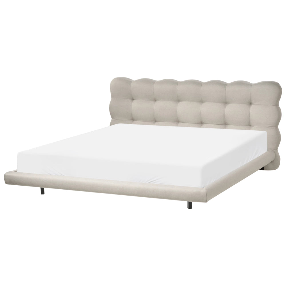 Letto matrimoniale in tessuto con testata trapuntata Beige 180 x 200 cm design moderno