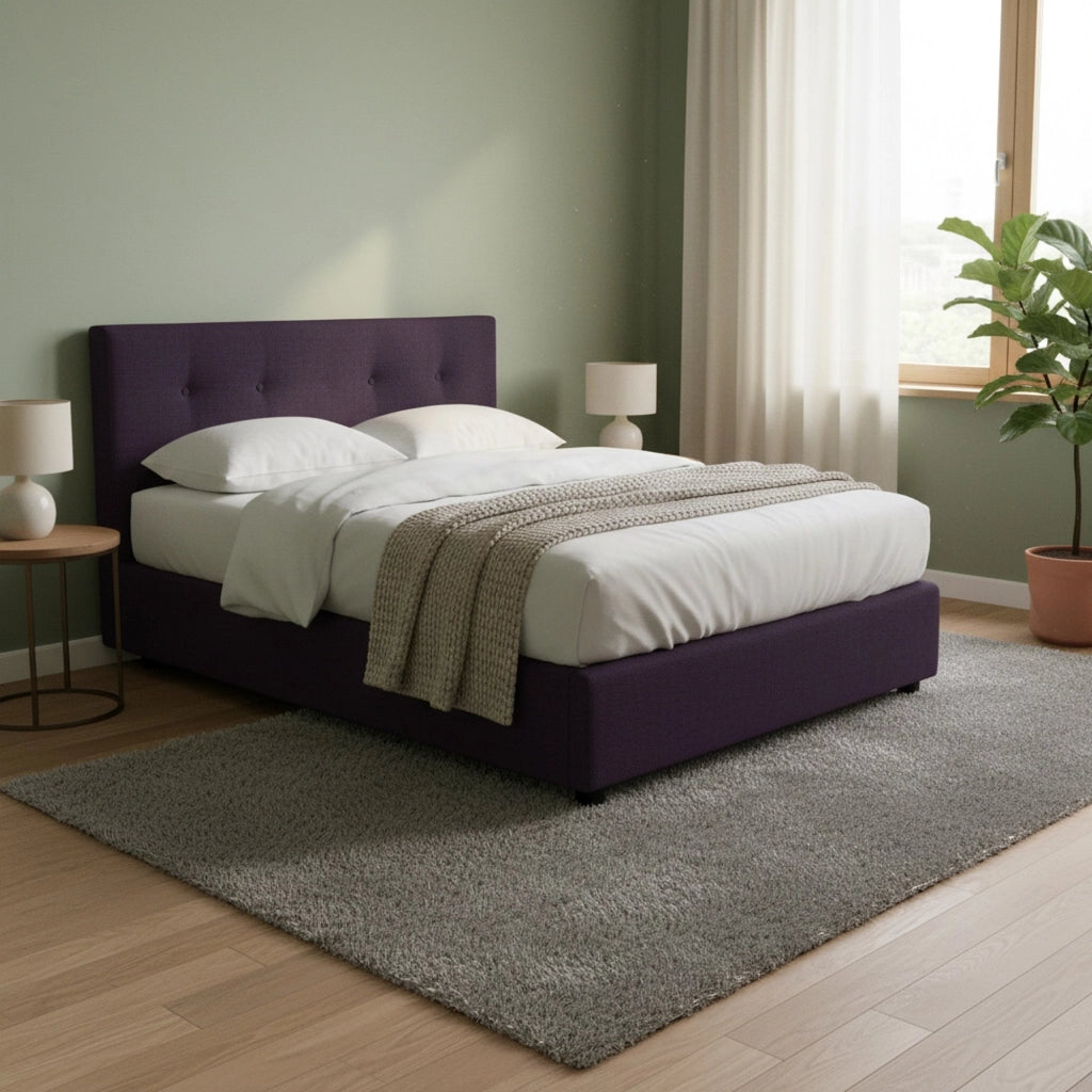 Oxford, Letto Matrimoniale Sfoderabile Made in Italy, Viola