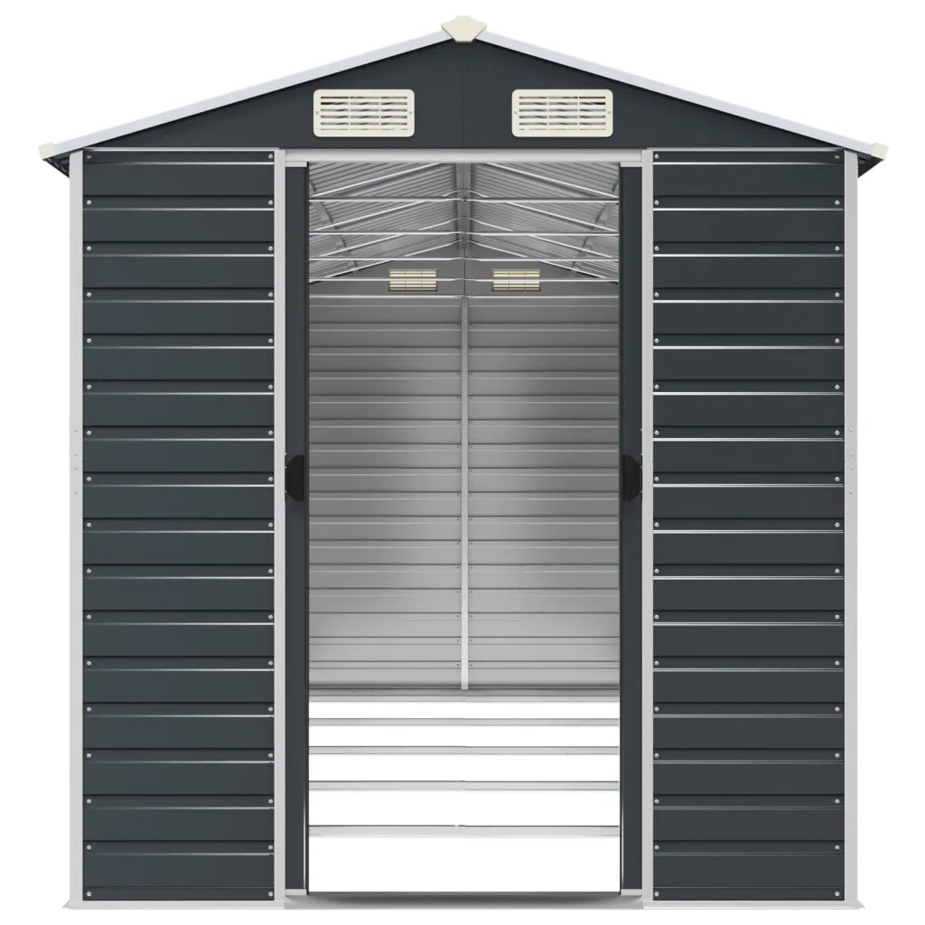 Capanno da Giardino Antracite 191x470x198 cm in Acciaio Zincato 3188257