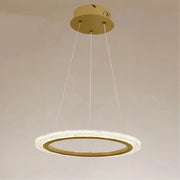 Trade Shop - Lampadario A Sospensione Led 36 Watt Cerchio Anello Oro Effetto Cristallo 31944 -