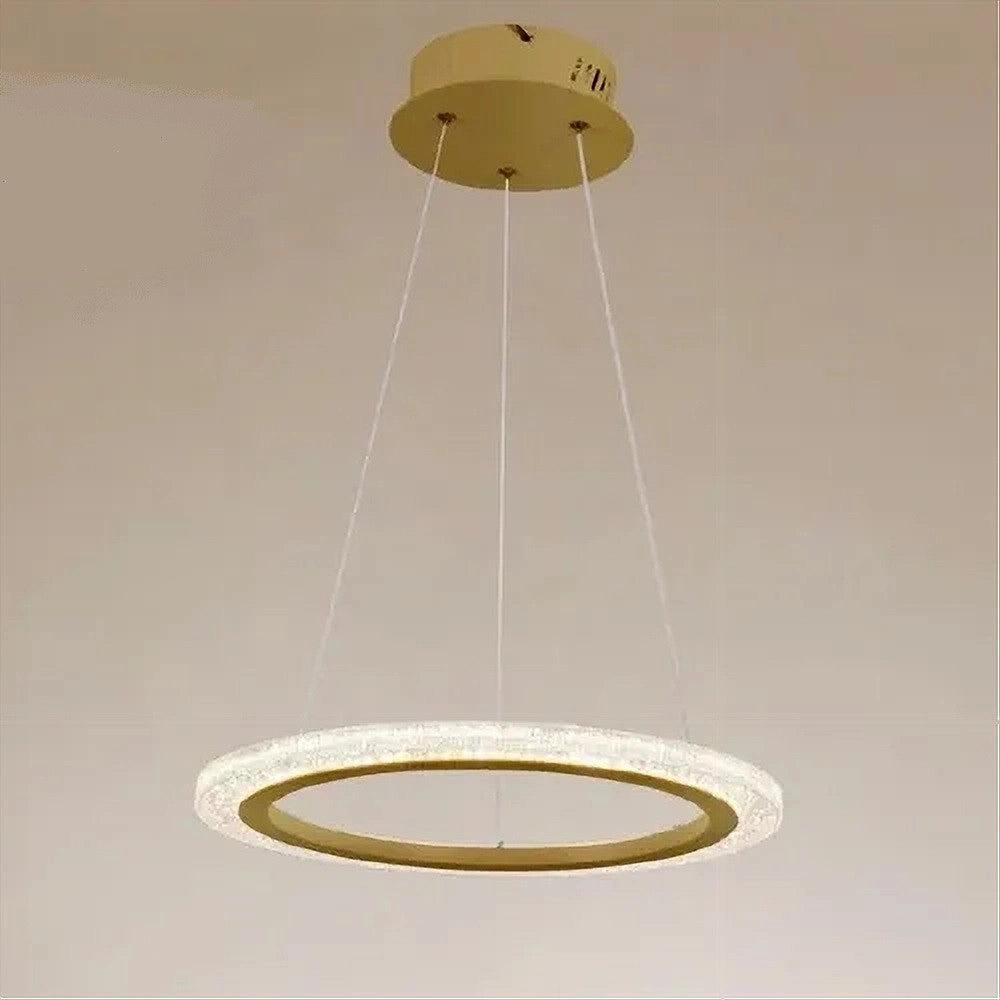 Trade Shop - Lampadario A Sospensione Led 36 Watt Cerchio Anello Oro Effetto Cristallo 31944 -