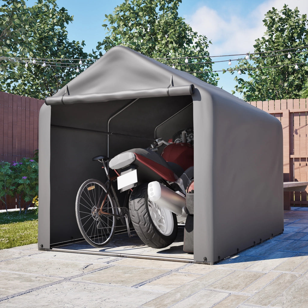 GARAGE PER BICI 160x220x165 cm Grigio in Acciaio e PE